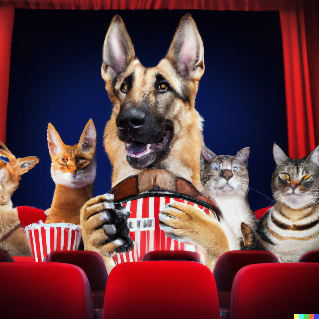 Foto di animali che vanno al cinema visti da un’intelligenza artificiale