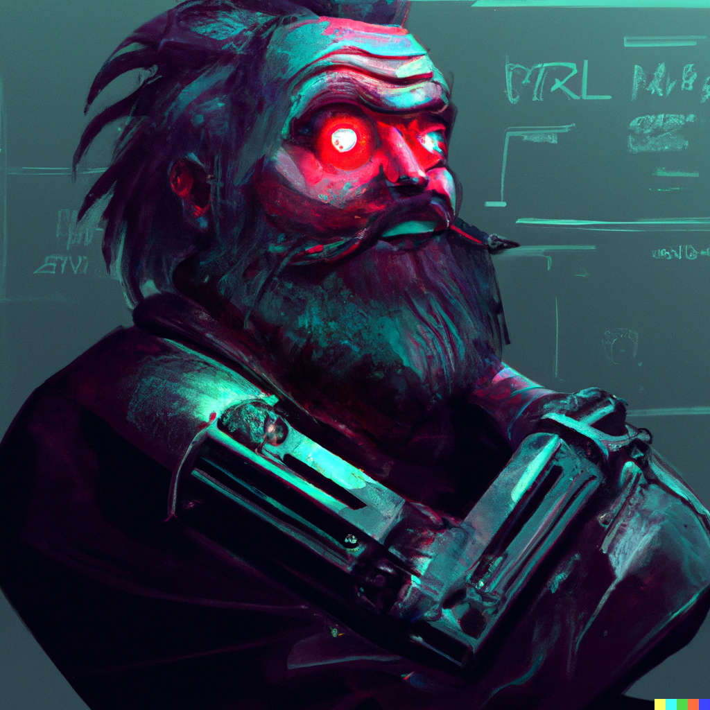Karl Marx cyberpunk visto da DALL E